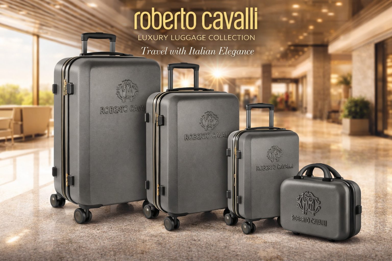 Roberto Cavalli Luxury Luggage Collection – Modern Travel Set